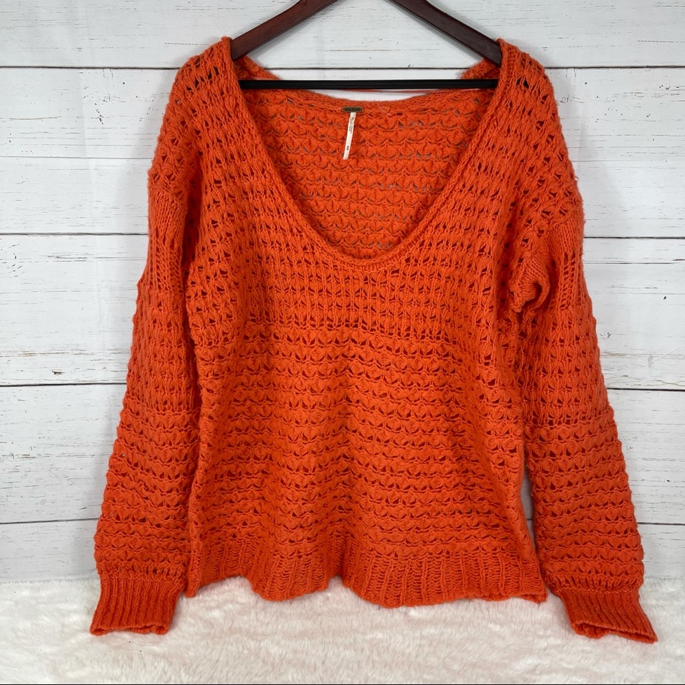 Free People Crashing Waves Red Sweater - Picture 10 of 12